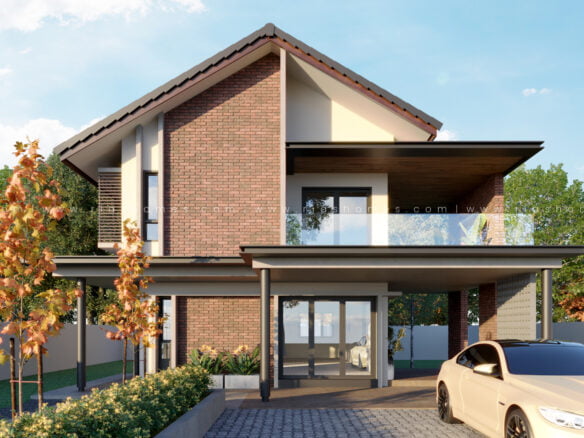 Design Rumah Banglo 2 Tingkat Konsep Tropikal kontemporari