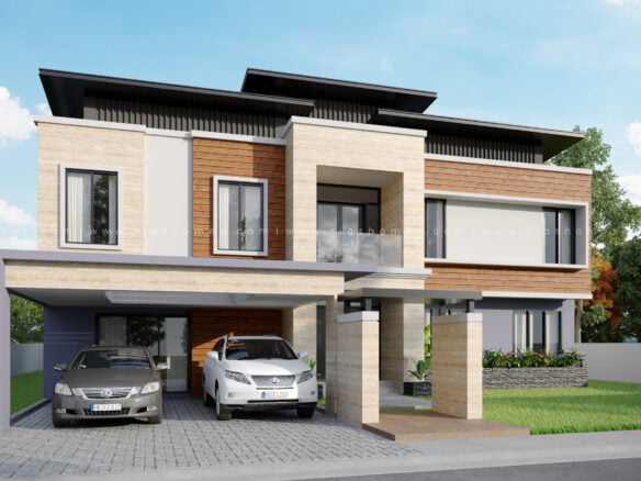 Design Rumah Banglo 2 Tingkat Konsep Moden