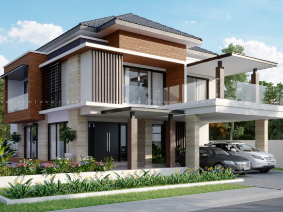 Design Rumah Banglo 2 Tingkat Konsep Moden Tropikal