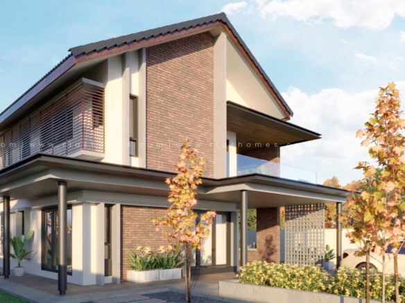 Design Rumah Banglo 2 Tingkat Konsep Tropikal kontemporari