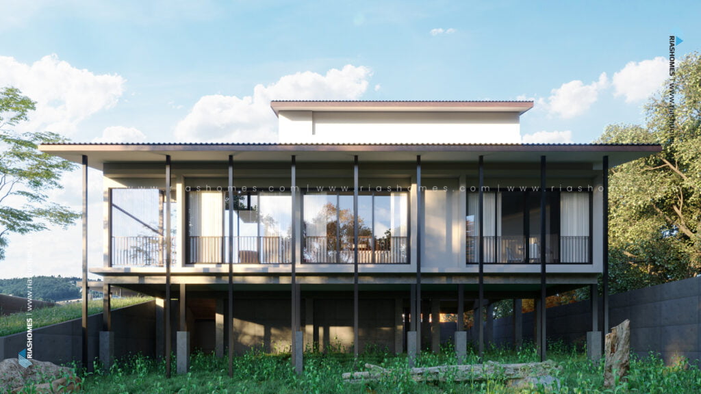 Design Rumah Banglo 2 Tingkat Kalis Banjir Konsep Minimalist Tropikal