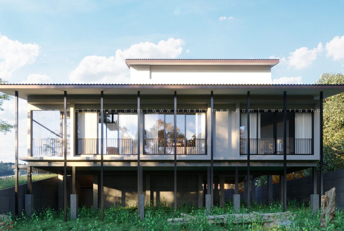 Design Rumah Banglo 2 Tingkat Kalis Banjir Konsep Minimalist Tropikal