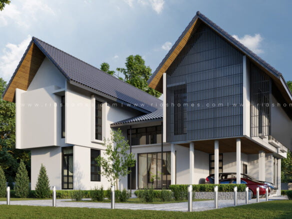 Design Rumah Banglo 2 Tingkat Modern Tropikal